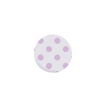 Polka Dots - Thistle Violet on White 1  Mini Button