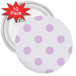 Polka Dots - Thistle Violet on White 3  Button (10 pack)