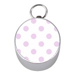 Polka Dots - Thistle Violet on White Silver Compass (Mini)