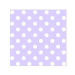 Polka Dots - White on Pale Lavender Violet Small Satin Scarf  (Square)