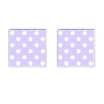 Polka Dots - White on Pale Lavender Violet Cufflinks (Square)