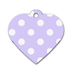 Polka Dots - White on Pale Lavender Violet Dog Tag Heart (One Side)