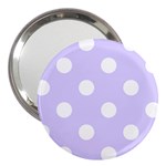 Polka Dots - White on Pale Lavender Violet 3  Handbag Mirror