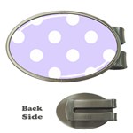 Polka Dots - White on Pale Lavender Violet Money Clip (Oval)