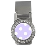Polka Dots - White on Pale Lavender Violet Money Clip (CZ)