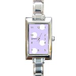 Polka Dots - White on Pale Lavender Violet Rectangle Italian Charm Watch