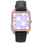 Polka Dots - White on Pale Lavender Violet Rose Gold Leather Watch