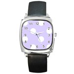 Polka Dots - White on Pale Lavender Violet Square Metal Watch