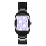 Polka Dots - White on Pale Lavender Violet Stainless Steel Barrel Watch
