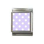 Polka Dots - White on Pale Lavender Violet Italian Charm (13mm)
