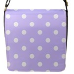 Polka Dots - White on Pale Lavender Violet Flap Closure Messenger Bag (S)