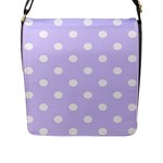 Polka Dots - White on Pale Lavender Violet Flap Closure Messenger Bag (L)