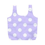 Polka Dots - White on Pale Lavender Violet Full Print Recycle Bag (M)