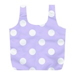 Polka Dots - White on Pale Lavender Violet Full Print Recycle Bag (L)
