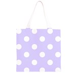 Polka Dots - White on Pale Lavender Violet Grocery Light Tote Bag