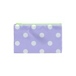 Polka Dots - White on Pale Lavender Violet Canvas Cosmetic Bag (XS)