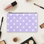 Polka Dots - White on Pale Lavender Violet Cosmetic Bag (M)