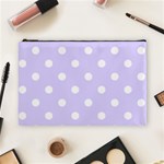 Polka Dots - White on Pale Lavender Violet Cosmetic Bag (L)