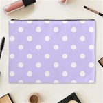 Polka Dots - White on Pale Lavender Violet Cosmetic Bag (XL)
