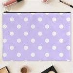 Polka Dots - White on Pale Lavender Violet Cosmetic Bag (XXXL)