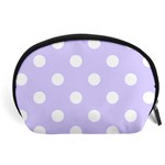 Polka Dots - White on Pale Lavender Violet Accessory Pouch (Large)