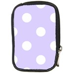 Polka Dots - White on Pale Lavender Violet Compact Camera Leather Case