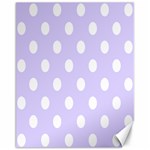 Polka Dots - White on Pale Lavender Violet Canvas 11  x 14 