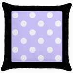 Polka Dots - White on Pale Lavender Violet Throw Pillow Case (Black)