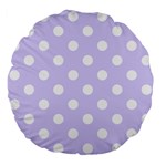 Polka Dots - White on Pale Lavender Violet Large 18  Premium Flano Round Cushion