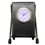 Polka Dots - White on Pale Lavender Violet Pen Holder Desk Clock