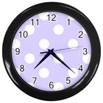 Polka Dots - White on Pale Lavender Violet Wall Clock (Black)