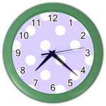 Polka Dots - White on Pale Lavender Violet Color Wall Clock