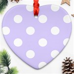 Polka Dots - White on Pale Lavender Violet Ornament (Heart)