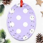 Polka Dots - White on Pale Lavender Violet Oval Filigree Ornament (Two Sides)