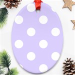 Polka Dots - White on Pale Lavender Violet Oval Ornament (Two Sides)