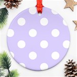 Polka Dots - White on Pale Lavender Violet Ornament (Round)