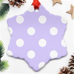 Polka Dots - White on Pale Lavender Violet Ornament (Snowflake)