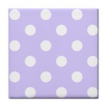 Polka Dots - White on Pale Lavender Violet Tile Coaster