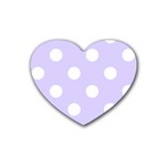 Polka Dots - White on Pale Lavender Violet Rubber Coaster (Heart)