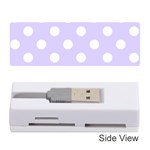 Polka Dots - White on Pale Lavender Violet Memory Card Reader (Stick)