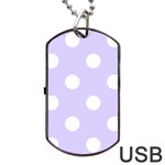 Polka Dots - White on Pale Lavender Violet Dog Tag USB Flash (One Side)