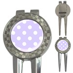 Polka Dots - White on Pale Lavender Violet 3-in-1 Golf Divot