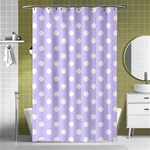 Polka Dots - White on Pale Lavender Violet Shower Curtain 48  x 72  (Small)