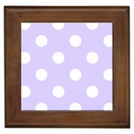 Polka Dots - White on Pale Lavender Violet Framed Tile