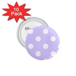 Polka Dots - White on Pale Lavender Violet 1.75  Button (10 pack)