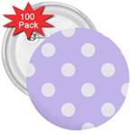 Polka Dots - White on Pale Lavender Violet 3  Button (100 pack)
