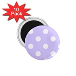 Polka Dots - White on Pale Lavender Violet 1.75  Magnet (10 pack)