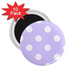 Polka Dots - White on Pale Lavender Violet 2.25  Magnet (10 pack)