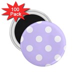 Polka Dots - White on Pale Lavender Violet 2.25  Magnet (100 pack)