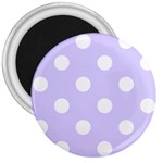 Polka Dots - White on Pale Lavender Violet 3  Magnet